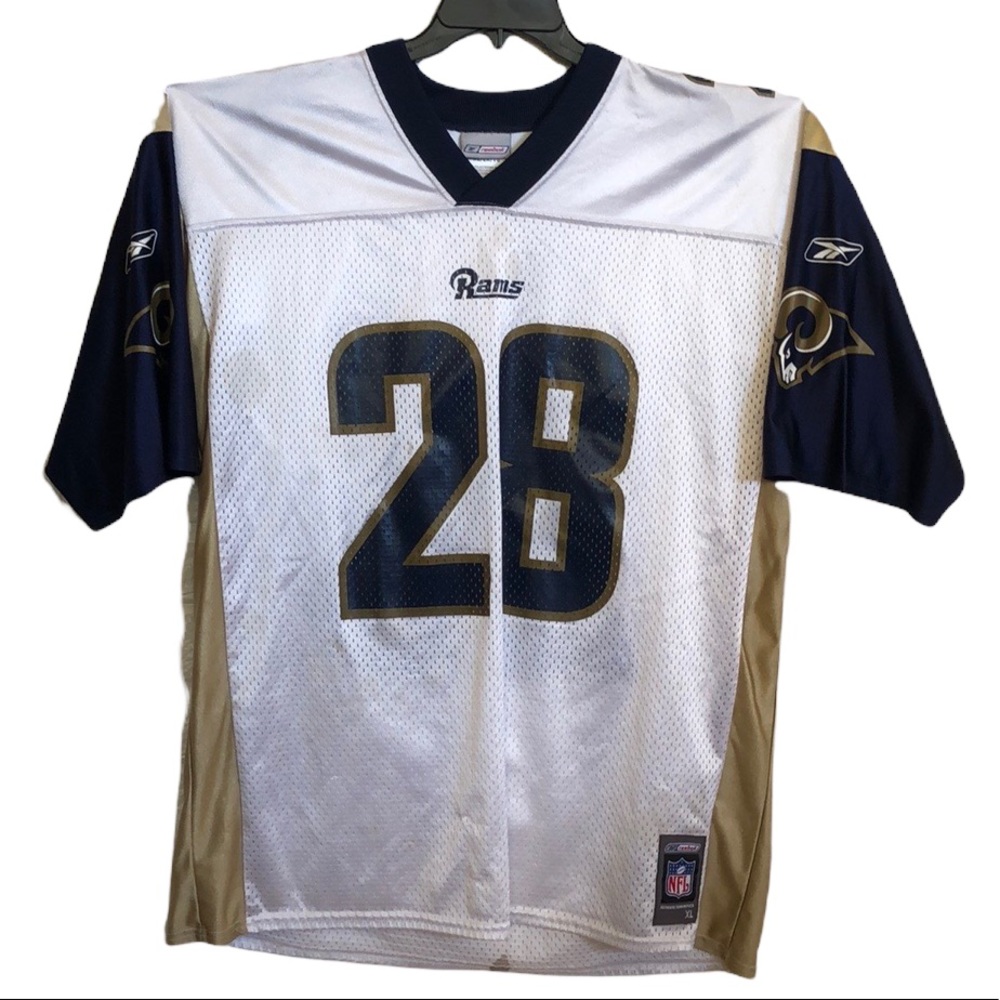 NFL St. Louis RAMS Marshall Faulk 28 jersey mens XL authentic team replica